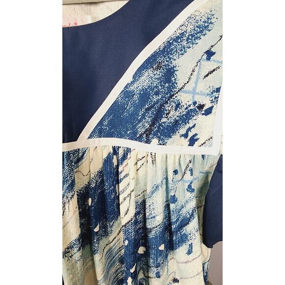 VTG 80s Good Times Hawaii MuuMuu Caftan Maxi Dress Blue White Abstract Large NOS - Picture 10 of 11